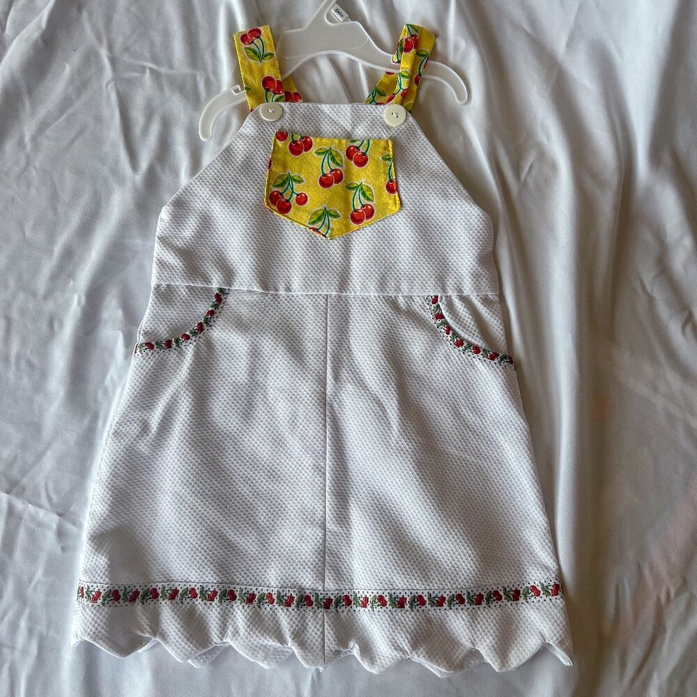 Handmade Cherry Scalloped Overall Jumper